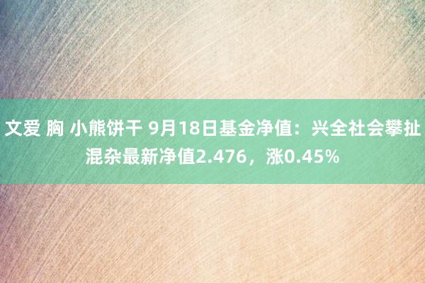 文爱 胸 小熊饼干 9月18日基金净值：兴全社会攀扯混杂最新净值2.476，涨0.45%