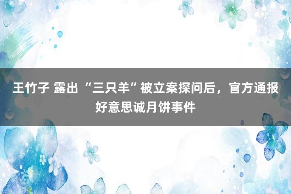 王竹子 露出 “三只羊”被立案探问后，官方通报好意思诚月饼事件