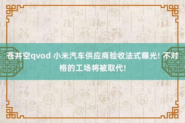 苍井空qvod 小米汽车供应商验收法式曝光! 不对格的工场将被取代!