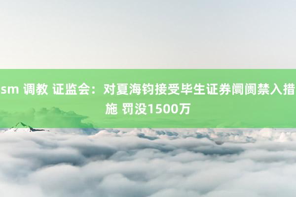 sm 调教 证监会：对夏海钧接受毕生证券阛阓禁入措施 罚没1500万