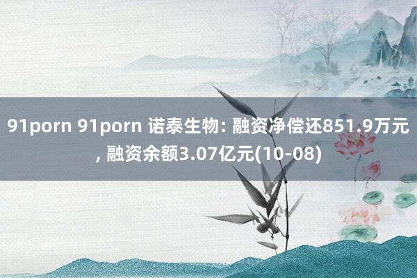 91porn 91porn 诺泰生物: 融资净偿还851.9万元， 融资余额3.07亿元(10-08)