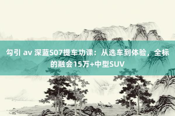 勾引 av 深蓝S07提车功课：从选车到体验，全标的融会15万+中型SUV