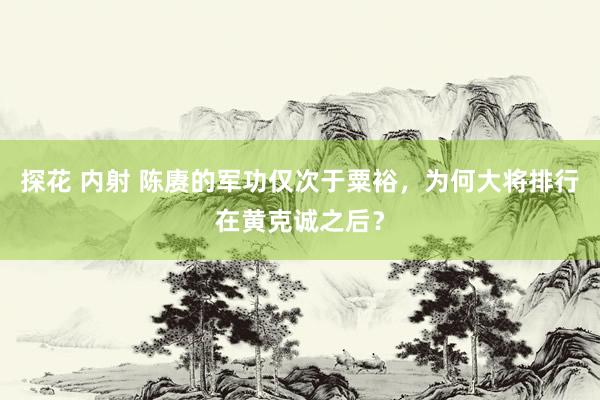 探花 内射 陈赓的军功仅次于粟裕，为何大将排行在黄克诚之后？