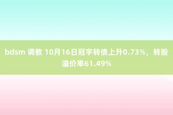 bdsm 调教 10月16日冠宇转债上升0.73%，转股溢价率61.49%