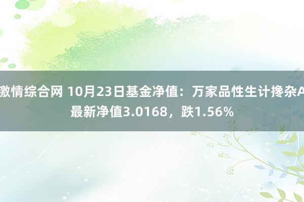 激情综合网 10月23日基金净值：万家品性生计搀杂A最新净值3.0168，跌1.56%