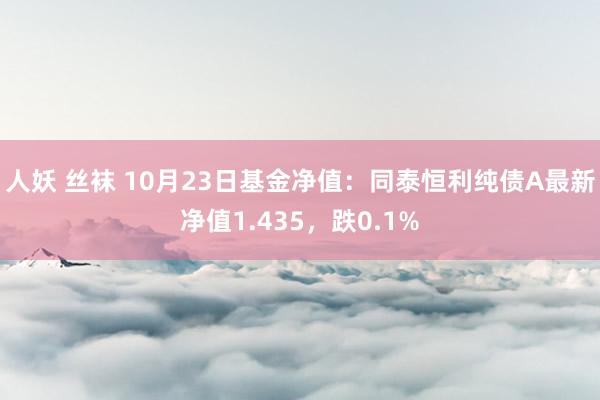 人妖 丝袜 10月23日基金净值：同泰恒利纯债A最新净值1.435，跌0.1%