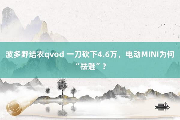 波多野结衣qvod 一刀砍下4.6万，电动MINI为何“祛魅”？