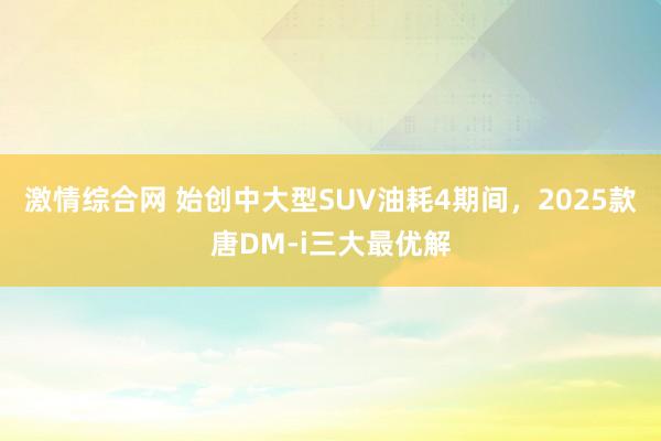 激情综合网 始创中大型SUV油耗4期间，2025款唐DM-i三大最优解