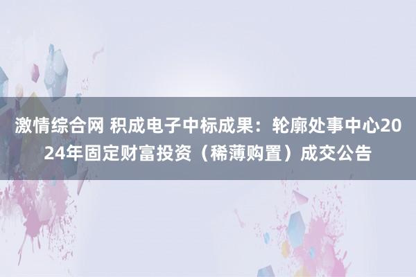 激情综合网 积成电子中标成果：轮廓处事中心2024年固定财富投资（稀薄购置）成交公告