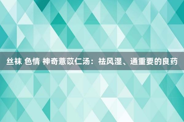 丝袜 色情 神奇薏苡仁汤：祛风湿、通重要的良药