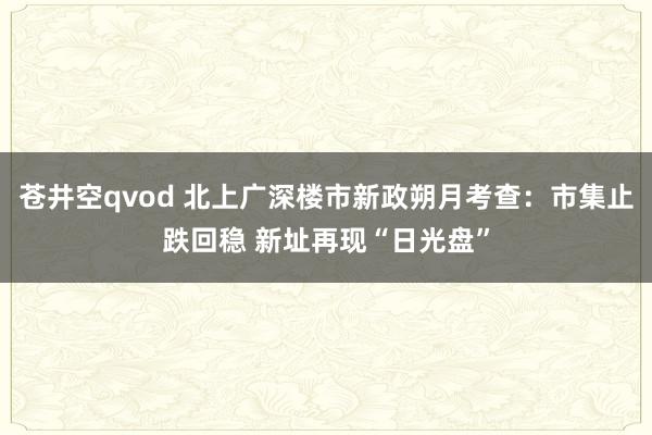 苍井空qvod 北上广深楼市新政朔月考查：市集止跌回稳 新址再现“日光盘”