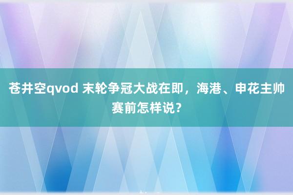 苍井空qvod 末轮争冠大战在即，海港、申花主帅赛前怎样说？