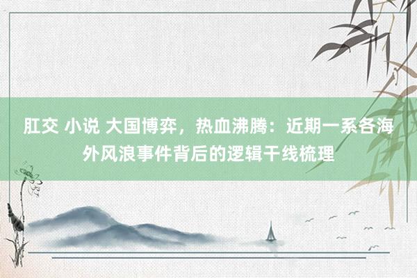 肛交 小说 大国博弈，热血沸腾：近期一系各海外风浪事件背后的逻辑干线梳理