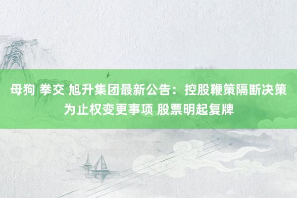 母狗 拳交 旭升集团最新公告：控股鞭策隔断决策为止权变更事项 股票明起复牌