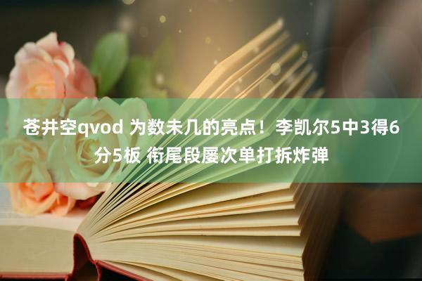 苍井空qvod 为数未几的亮点！李凯尔5中3得6分5板 衔尾段屡次单打拆炸弹