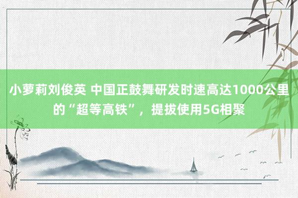 小萝莉刘俊英 中国正鼓舞研发时速高达1000公里的“超等高铁”，提拔使用5G相聚