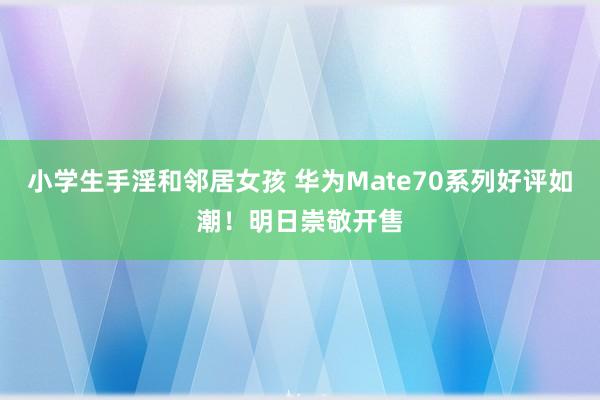 小学生手淫和邻居女孩 华为Mate70系列好评如潮！明日崇敬开售