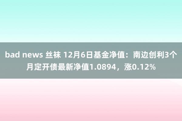 bad news 丝袜 12月6日基金净值：南边创利3个月定开债最新净值1.0894，涨0.12%