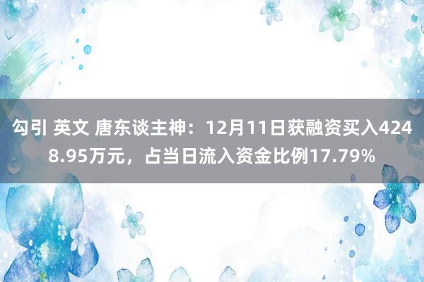 勾引 英文 唐东谈主神：12月11日获融资买入4248.95万元，占当日流入资金比例17.79%