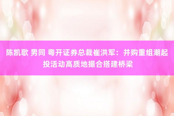 陈凯歌 男同 粤开证券总裁崔洪军：并购重组潮起 投活动高质地撮合搭建桥梁