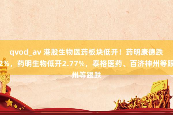 qvod_av 港股生物医药板块低开！药明康德跌逾2%，药明生物低开2.77%，泰格医药、百济神州等跟跌