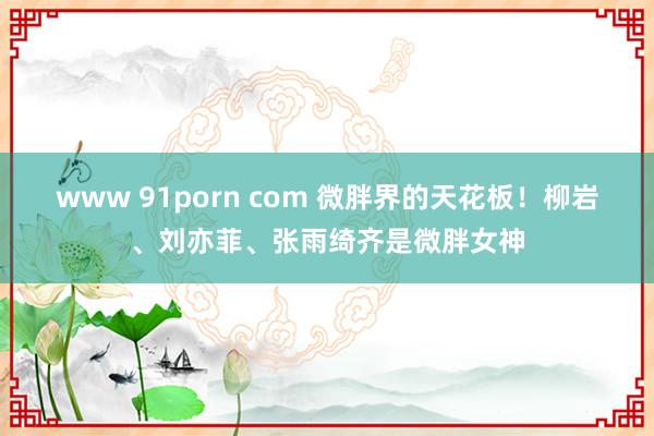 www 91porn com 微胖界的天花板！柳岩、刘亦菲、