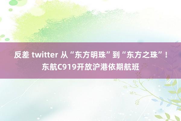 反差 twitter 从“东方明珠”到“东方之珠”！东航C919开放沪港依期航班