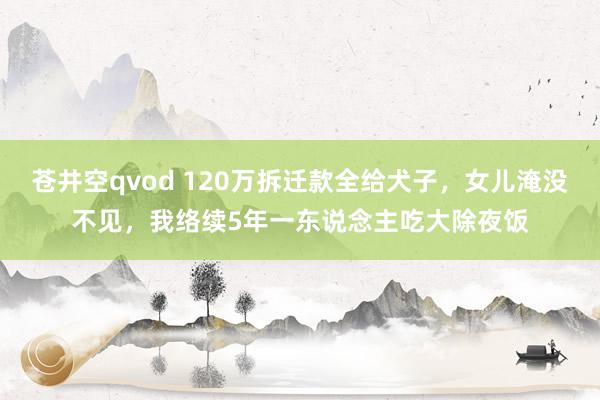 苍井空qvod 120万拆迁款全给犬子，女儿淹没不见，我络续5年一东说念主吃大除夜饭