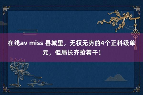 在线av miss 县城里，无权无势的4个正科级单元，但局长