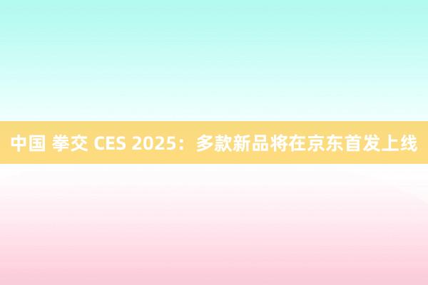 中国 拳交 CES 2025：多款新品将在京东首发上线