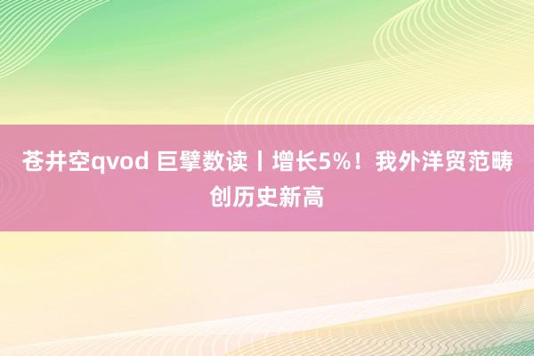 苍井空qvod 巨擘数读丨增长5%！我外洋贸范畴创历史新高