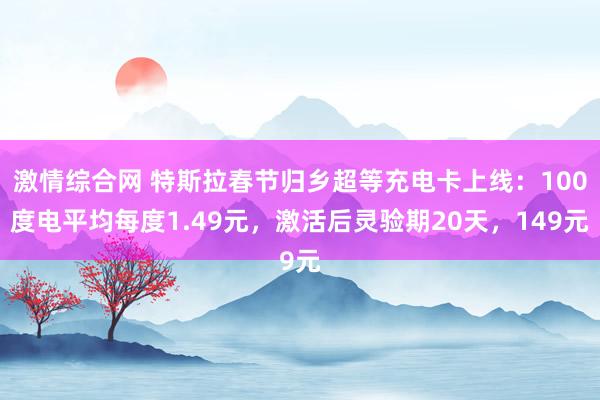 激情综合网 特斯拉春节归乡超等充电卡上线：100度电平均每度