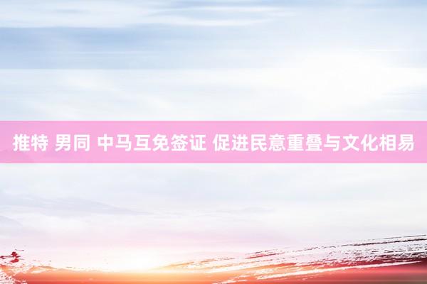 推特 男同 中马互免签证 促进民意重叠与文化相易
